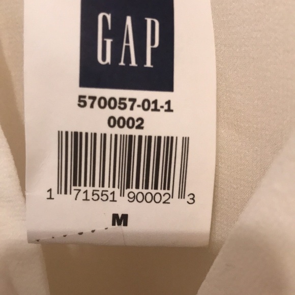 GAP LONG SLEEVE IVORY RUFFLED FRONT VNECK BUTTON DOWN SUPER SHEER BLOUSE SIZE M - Picture 6 of 6